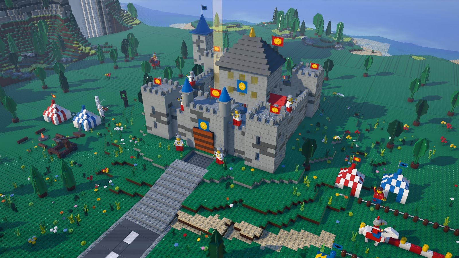 The castle and its tournament grounds from above