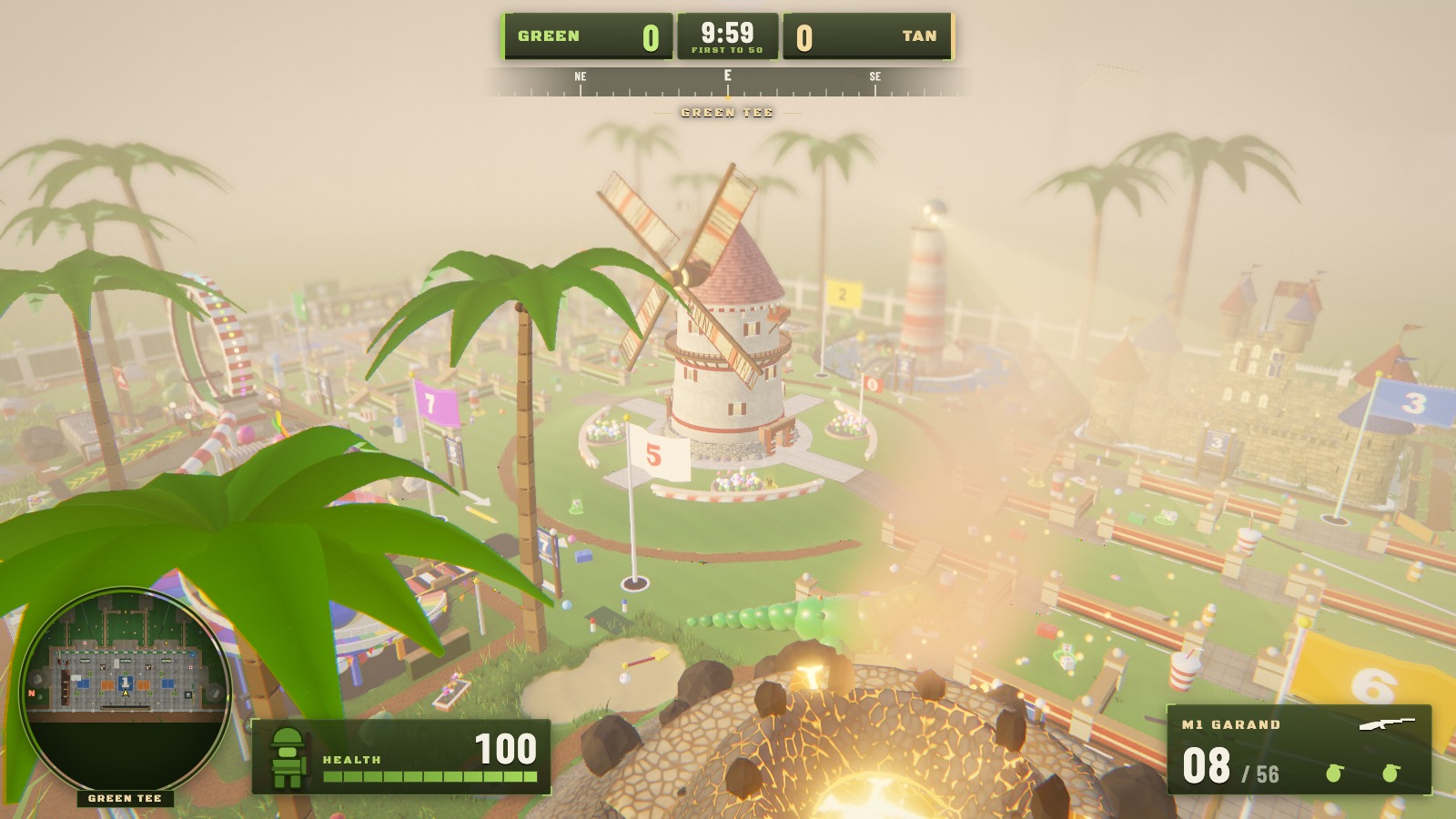 The miniature golf battlefield from above