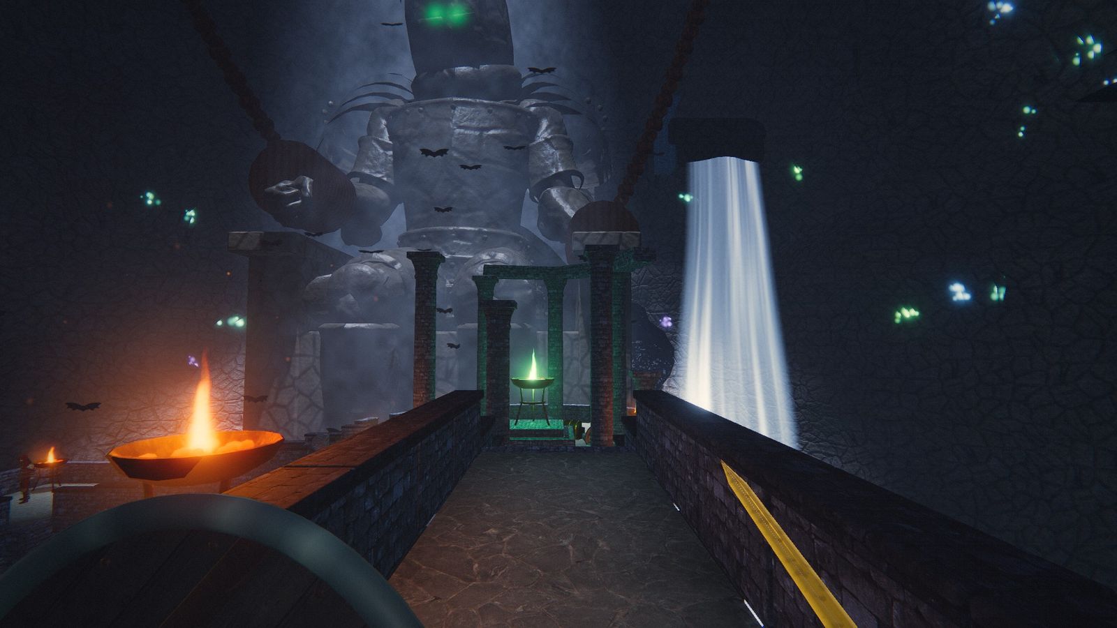 Actual gameplay: crossing the viaduct in the abyss toward the colossus