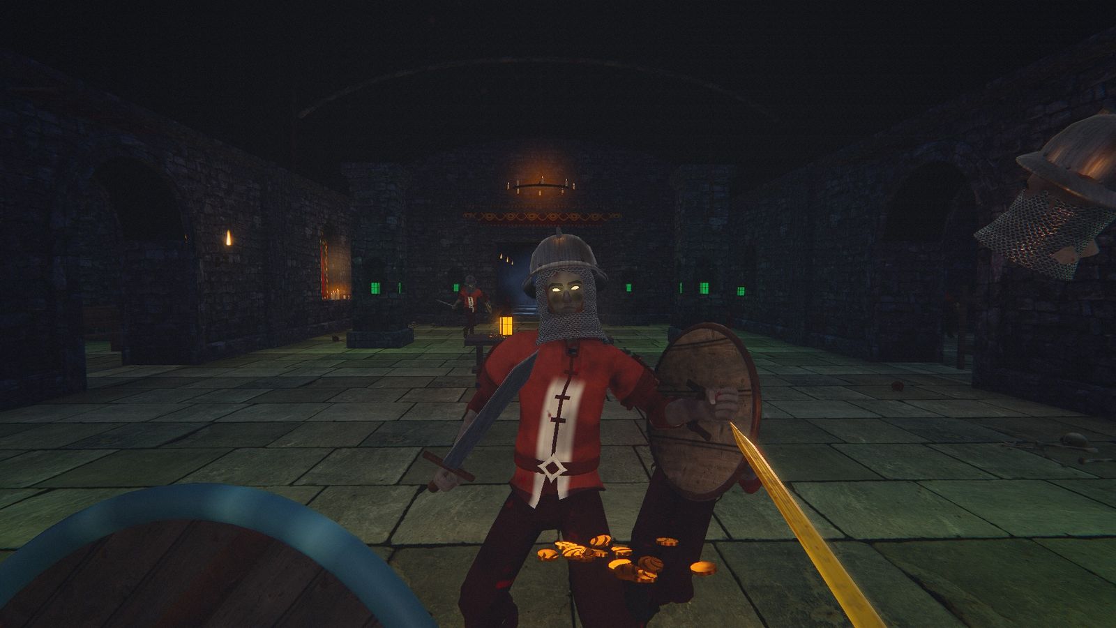 Fighting a risen soldier in the guard hall