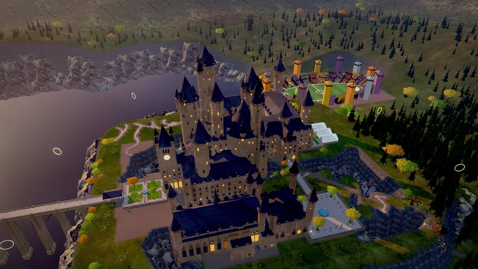 The castle from high above, beside the lake