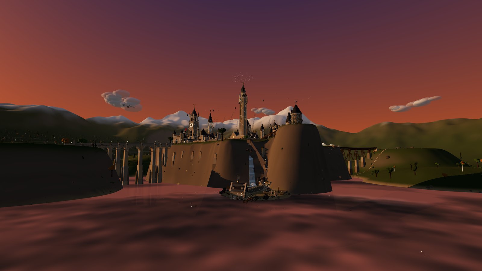 The Black Lake at golden hour, with the castle on the far shore