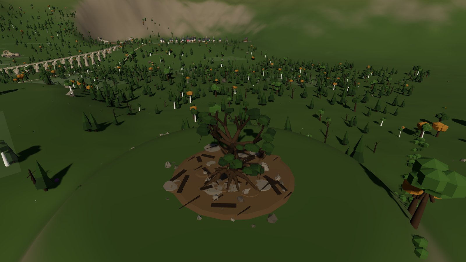 The Whomping Willow on a hillside among trees