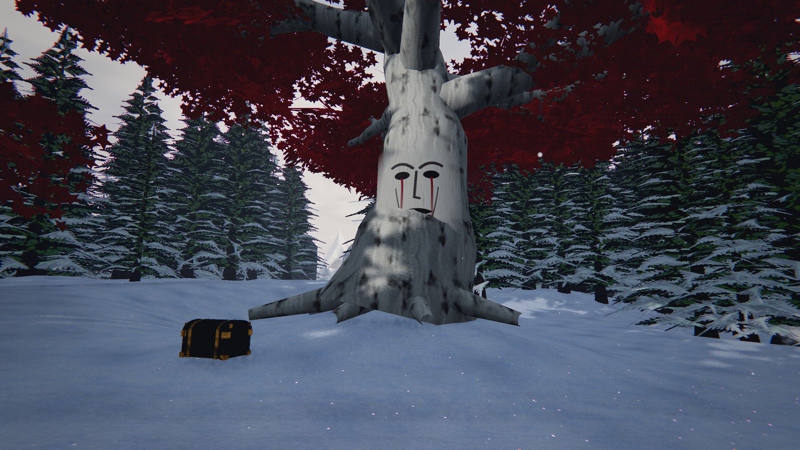The weirwood in its grove of red leaves