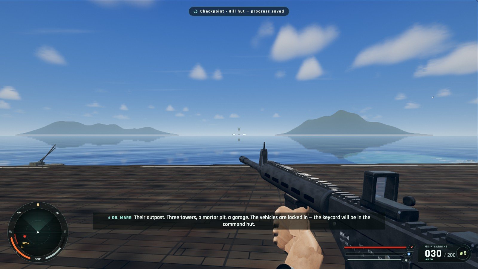 Standing on the carrier flight deck, looking out to sea