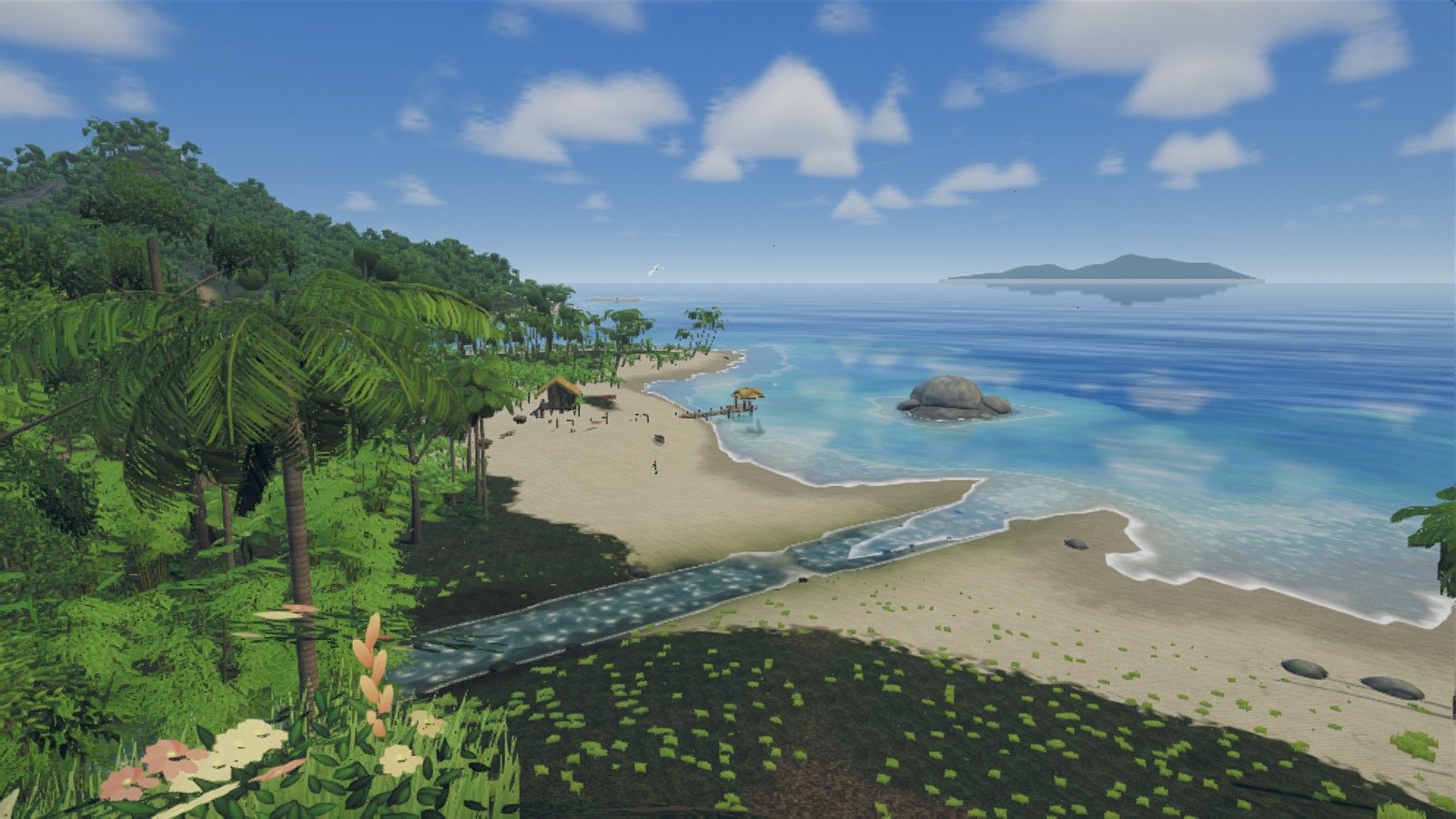 The view from the bunker lookout down to the beach of Landfall Cove