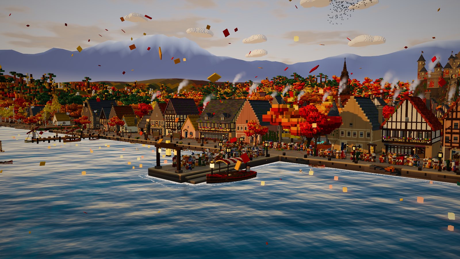 The loch quay with half-timbered houses along the water