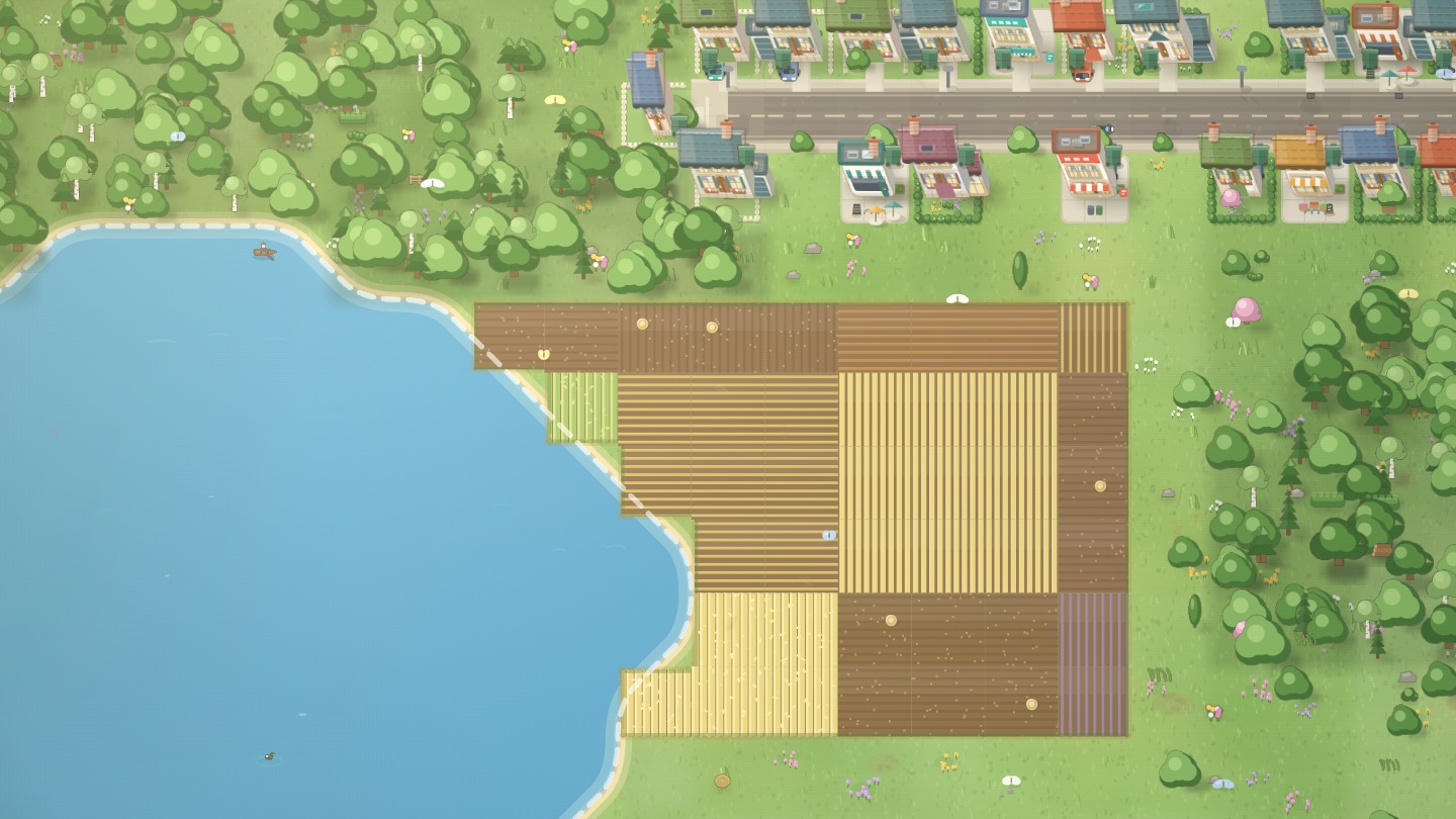 Fields and farm buildings on the edge of Sunnyside Junction