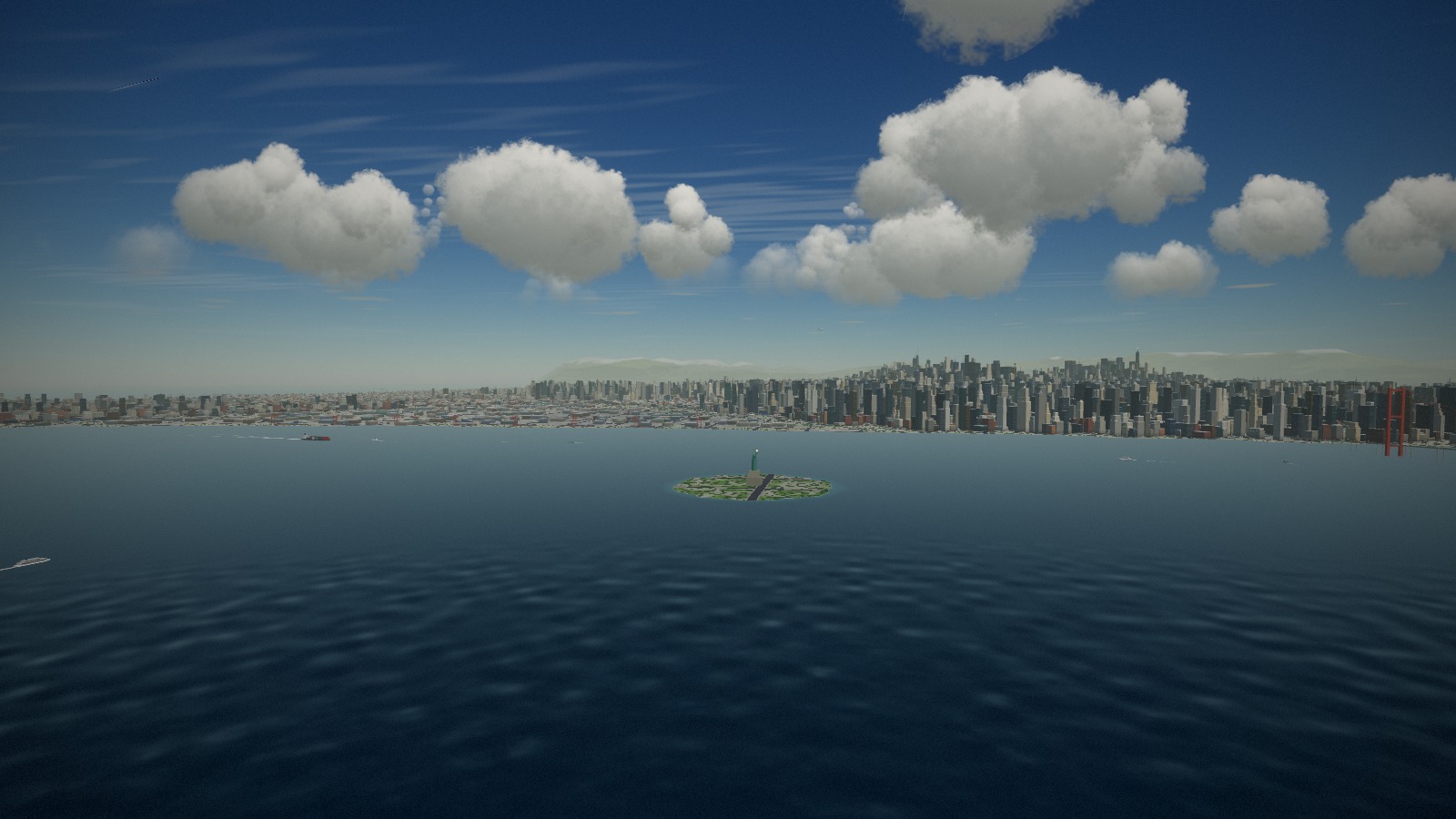 The city waterfront and bay